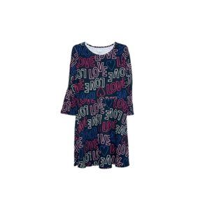 #K15 Bella & Birdie Girl’s Printed Long Sleeve “Love” Printed Dress